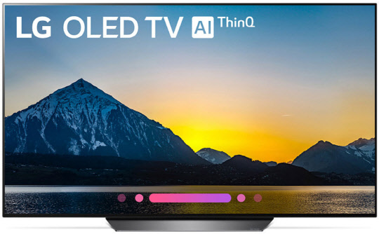 컨슈머리포트가 최근 총 250여개 모델의 화질, 시야각, 음향 등을 종합적으로 평가해 뽑은 '최고의 대형 할인 TV(Best Big-Screen TV Bargains)'에서 LG전자의 올레드 TV(OLED65B8PUA)가 88점으로 가장 높은 점수를 받았다. 사진은 미국에서 판매 중인 LG전자 올레드 TV 이미지. <LG전자 제공>